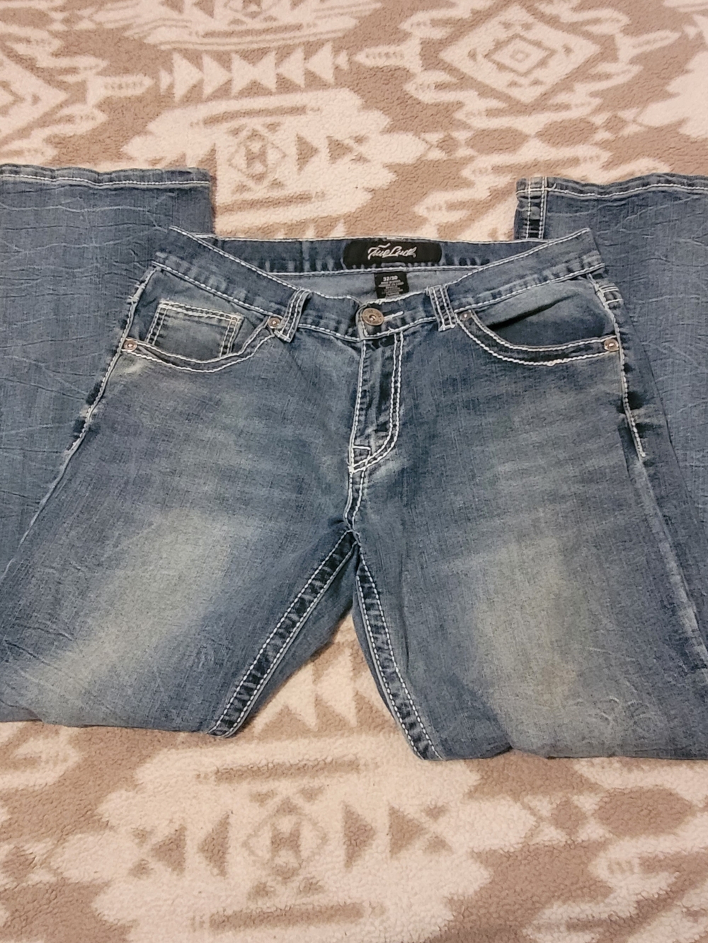 True Luck Men's Medium Blue Straight Leg Jeans